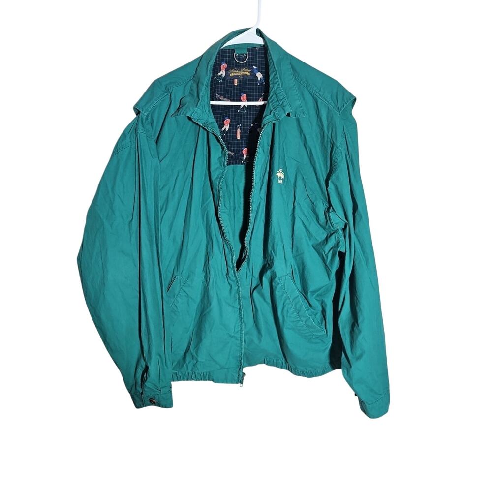 VTG Brooks Brothers Golf Print Jacket Bomber Green Sz XL Old Money Country Club